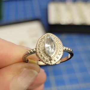 Solitaire Diamond Faux Silver Tone Ring